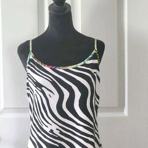 Joseph Ribkoff Zebra Print Camisole with Colorful Trim